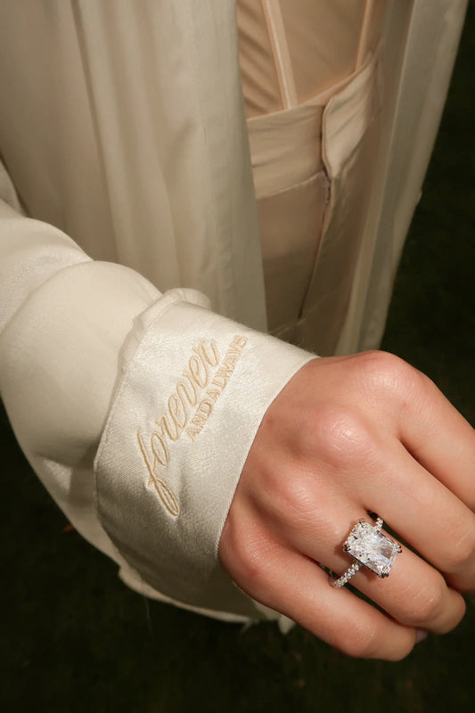 Champagne Forever And Always Satin Robe JLUXLABEL